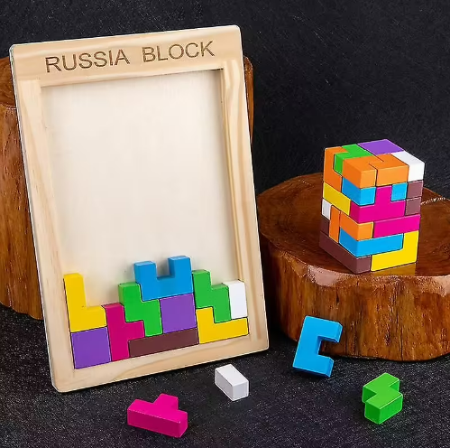 Puzzle Tetris Multicolore en Bois - Lintello.jr