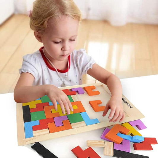 Puzzle Tetris Multicolore en Bois - Lintello.jr